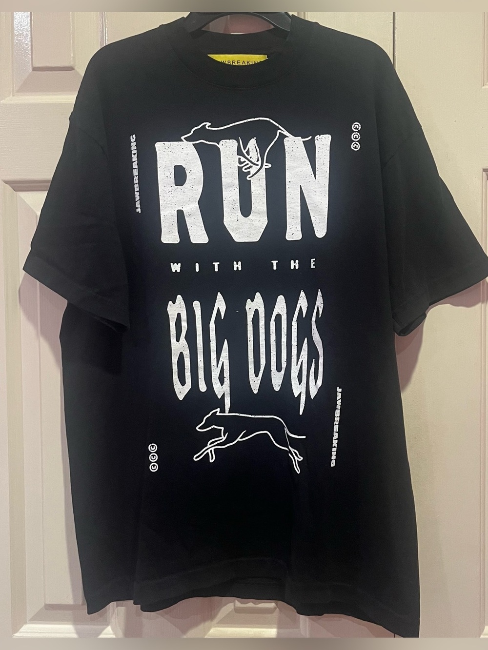 Jawbreaking Run With Dogs Graphic Greyhound Dog T-Shirt - Black Size M
